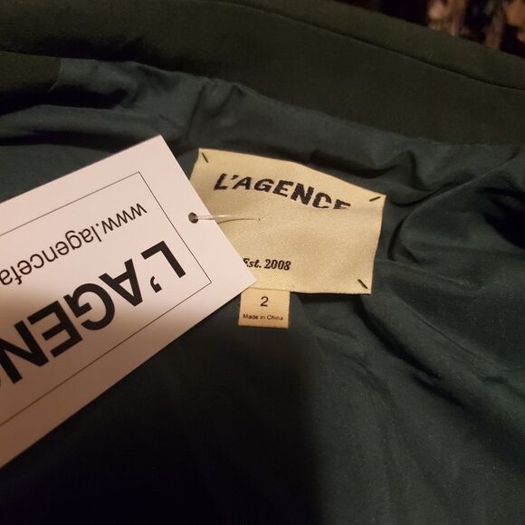 L'Agence Women's Size 2 Forest Green Blazer - Picture 3 of 4